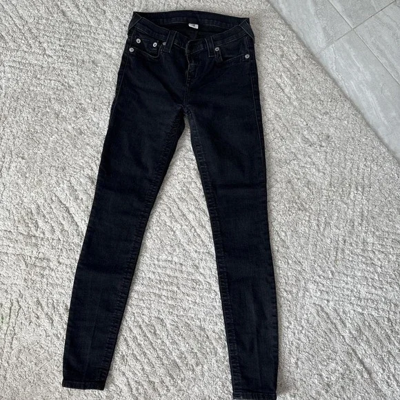 True Religion Women's Black Gray rhinestone embellished pockets Skinny jeans - Picture 4 of 4